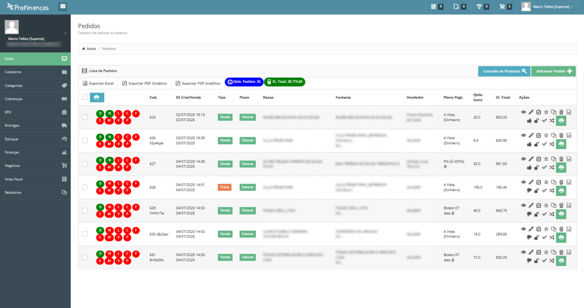 Demonstração do sistema ProFinanças